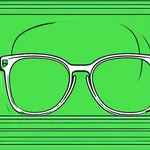 half-rimmed bright green, squared glasses image